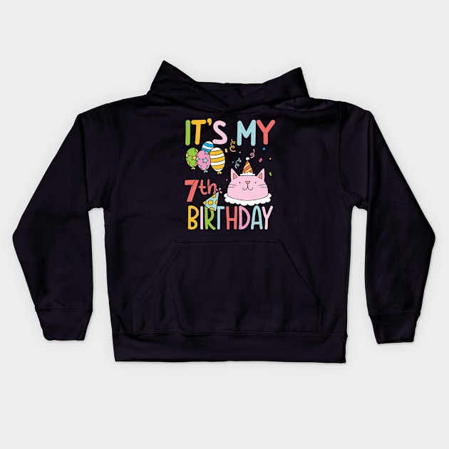 It's My 7th Birthday - Cat Kids Hoodie by AngelBeez29